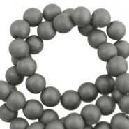 Hematite kralen rond 4mm mat Anthracite grey